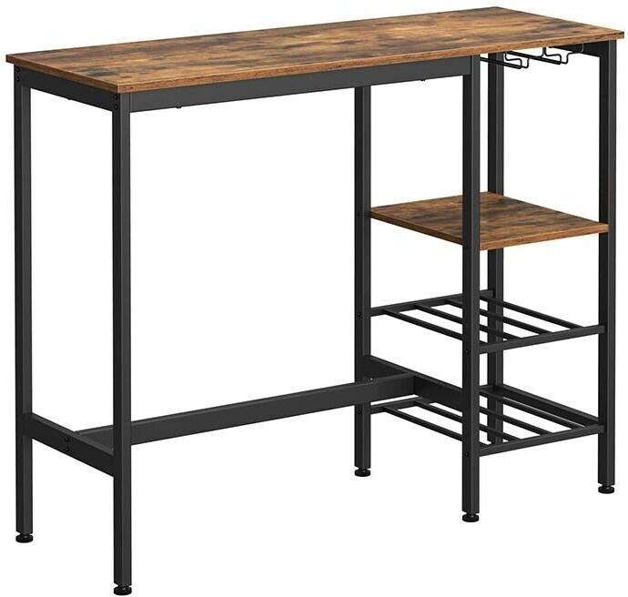 Vasagle Table de bar Industrial 40 x 90 cm, marron/noir, profondeur
