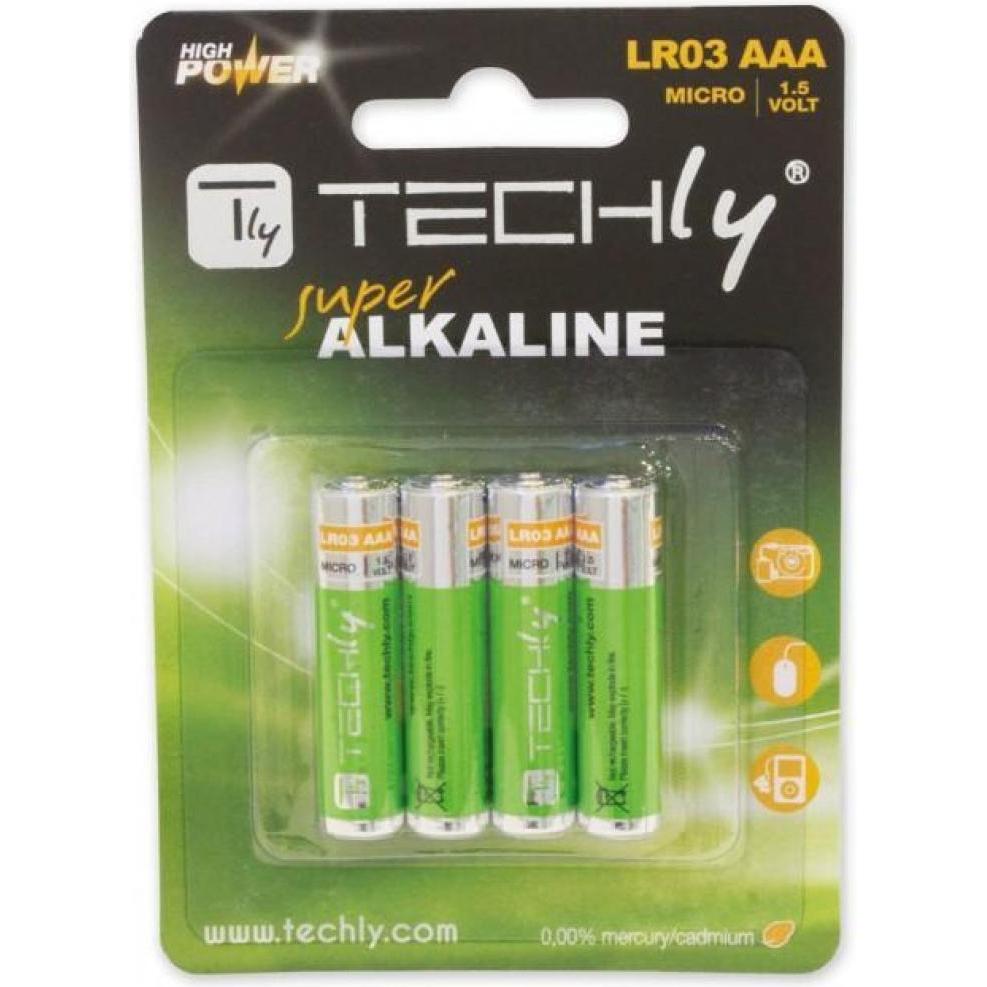 Techly 307001 Alkaline batteries (4 Stk., AAA), Batterien + Akkus
