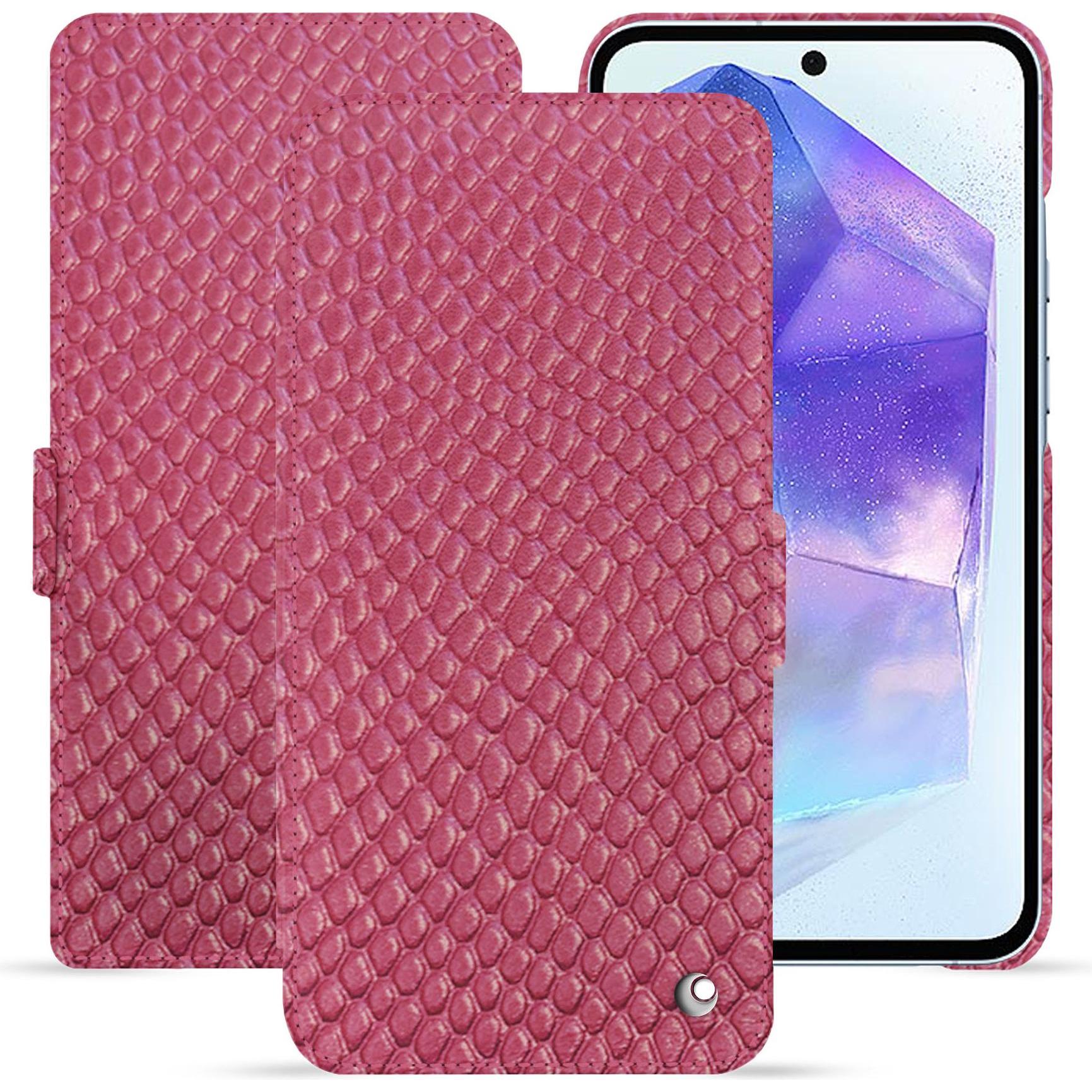 Thumbnail - Noreve Lederschutzhülle horizontal (Samsung Galaxy A55), Smartphone Hülle, Rosa