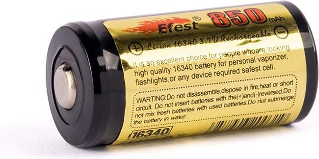 Efest ICR 16340 V2 Gold 850mAh 3.6V - 3.7V unprotected (1 pcs., 16340, 850 mAh)