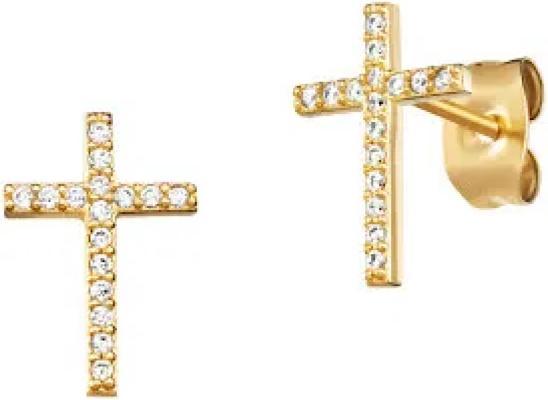 Immagine prodotto Engelsrufer Orecchini a cerchio placcati oro Croce con zirconi ERE-LILCROS-ZGC (Argento 925)