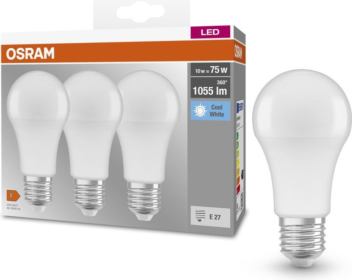 Produktbild Osram Led Base Classic A (E27, 10.50 W, 1060 lm, 3 x, F)
