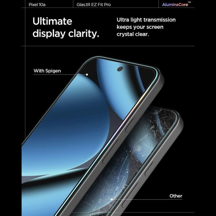 Actual product image Spigen GLAS.tR EZ Fit Pro Pixel 10a Screen Protector (2 pcs., Google Pixel 10a)