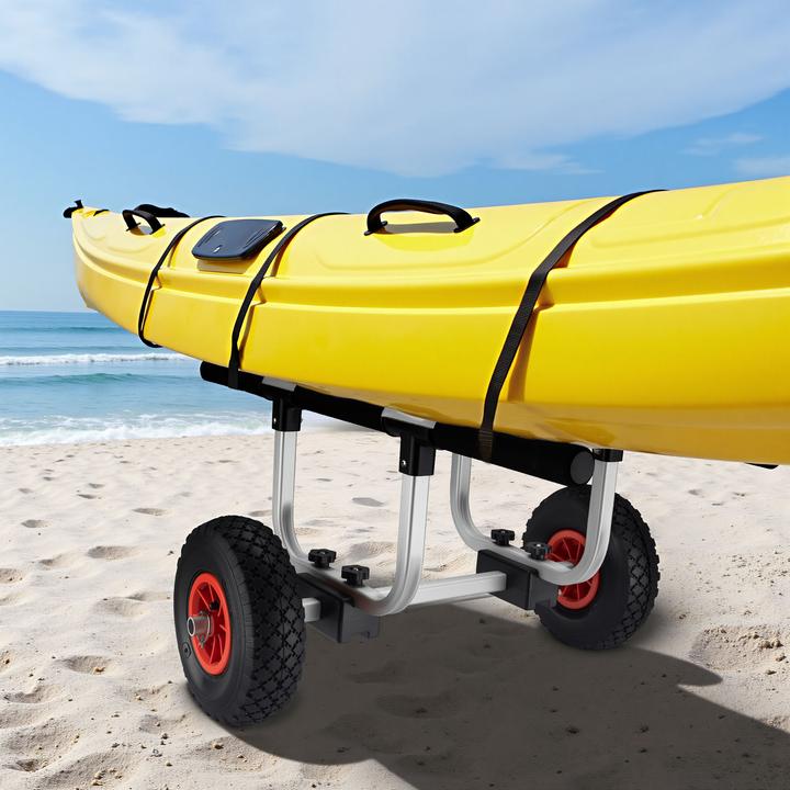 Actual product image Wiltec Aluminium Transport Trolley for Kayaks, Canoes max. 90kg with ⌀ 26cm Tyres & adjustable Width