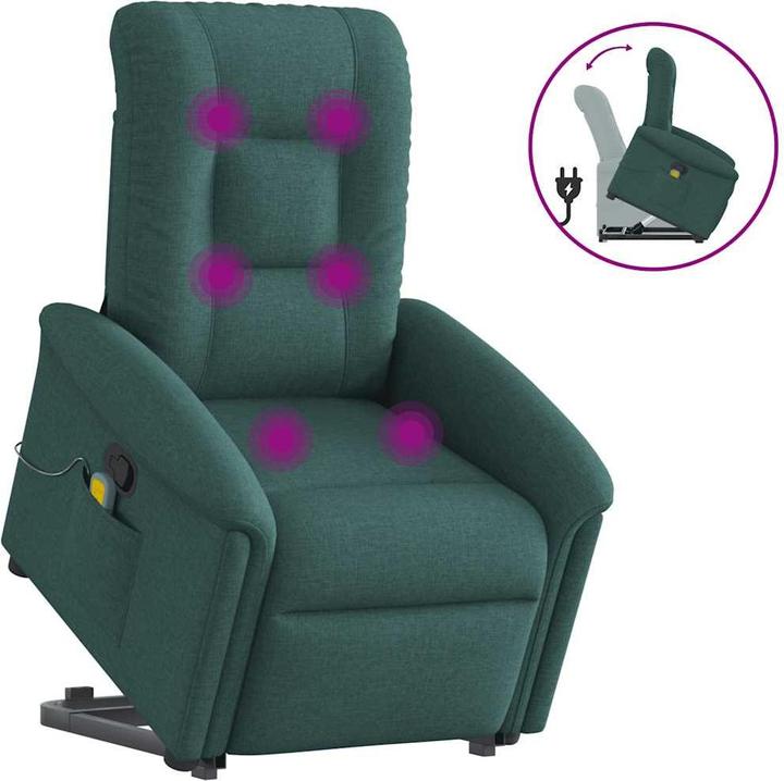 Immagine prodotto vidaXL Poltrona massaggiante con ausilio stand-up in tessuto verde scuro