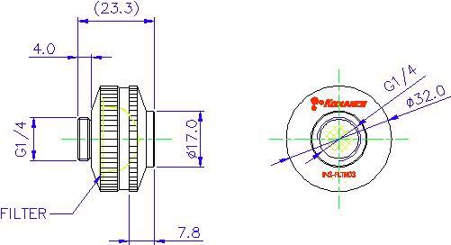Actual product image Koolance INS-FLTR03 Inline Coolant Filter
