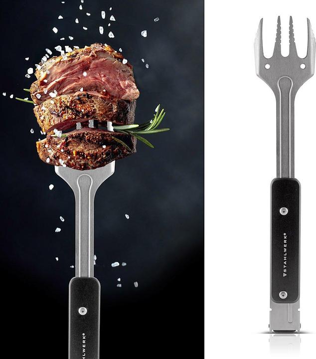 Actual product image Stahlwerk BBQ multitool barbecue set with barbecue tongs barbecue fork barbecue turner