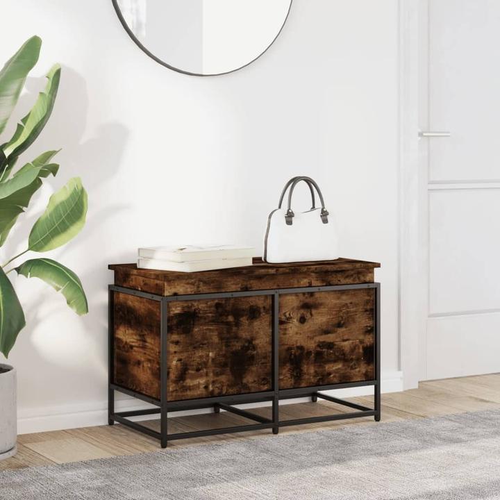 Image du produit vidaXL Coffre de rangement Couvercle Coffre à jouets Coffre à coussins Chêne fumé (80 x 40 x 51,5 cm)