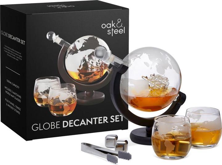 Immagine prodotto Oak & Steel Set di bicchieri da whisky e decanter Globus (1.50 l)