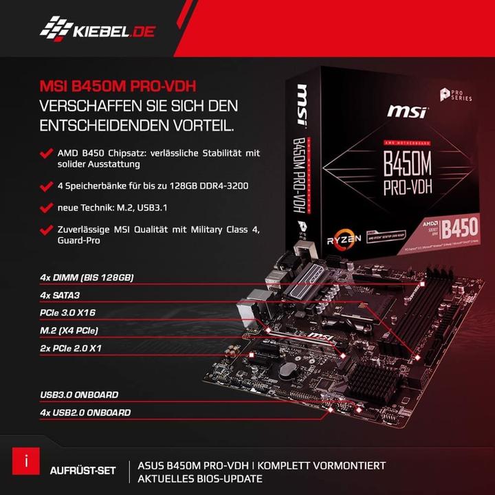 Produktbild Kiebel Aufrüst Set Deluxe AMD Ryzen 5 5500, 16GB DDR4 Grafik