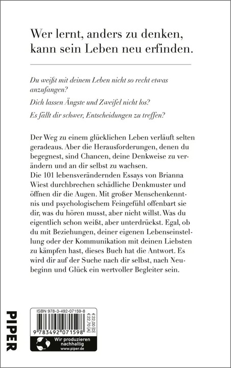 Actual product image 101 Essays, die dein Leben verändern werden (German, Brianna Wiest, 2022)
