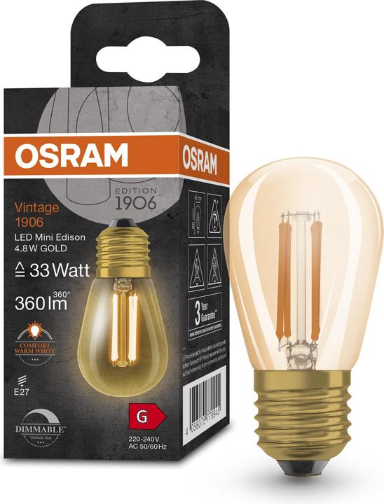 Produktbild Osram Vintage 1906 Led Classic Edison (E27, 4.80 W, 360 lm, 1 x, G)