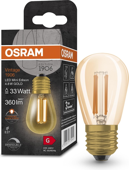 Produktbild Osram Vintage 1906 Led Classic Edison (E27, 4.80 W, 360 lm, 1 x, G)