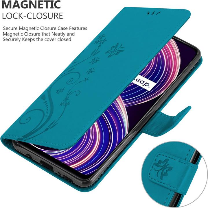 Image du produit Cadorabo Housse Flower Book pour Realme 8 5G / V13 / Q3 / Q3i / Narzo 30 5G (Realme Narzo 30 5G, Realme Q3i 5G, Realme V13)