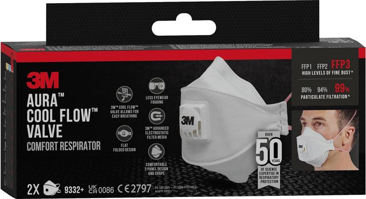 Image du produit 3M Masque de protection respiratoire Aura 9332+C2 (FFP3, 2 x)