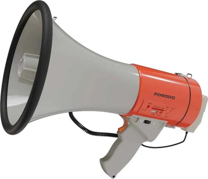 Porodo Lifestyle 50W Siren Bluetooth Speaker and Recorder Megaphone - Orange (Megaphon)