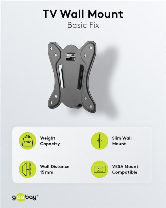 Actual product image Goobay TV wall mount Basic Fix size S (Wall, 25 kg, 23" - 42")