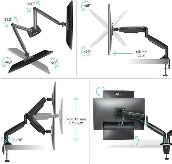 Actual product image Onkron Dual Monitor Stand for 13 to 32-inch LCD LED Screens up to 9 kg, Black (32", 9 kg)