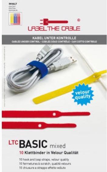 Immagine prodotto Label-the-cable LTC BASIC 10 Raccoglitore con gancio e anello di alimentazione rt, gb, bl (Fascette in velcro, 170 mm, 10 pz.)