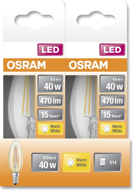 Actual product image Osram Star Classic B (E14, 4 W, 470 lm, 1 x, E)