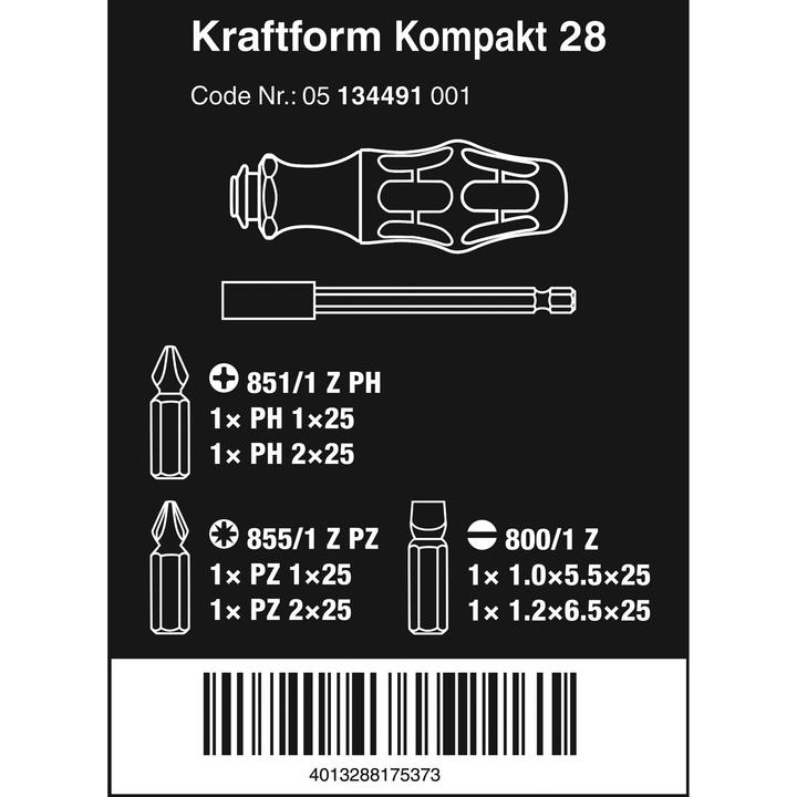 Productafbeelding Wera Kraftform Compact 28 (Cross Phillips PH, Kruis Pozidriv PZ)