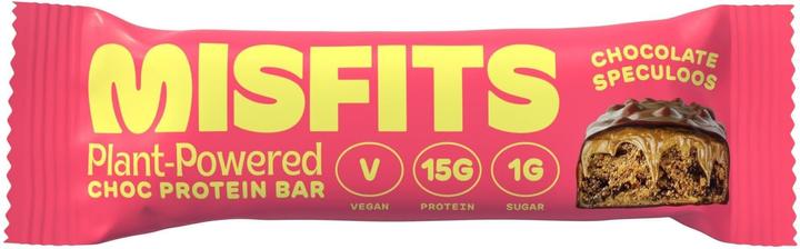 Actual product image Misfits Plant-Powered Chocolate Speculoos Protein Bar (Speculoos, Cocoa, Flan, Chocolate, 1 pcs., 45 g)