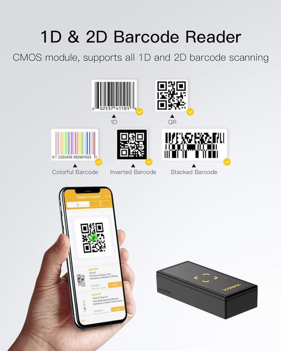 Produktbild Inateck Barcodescanner 46 black (BCST-46 black) (Text, 1D-Barcodes, 2D-Barcodes, QR-Code)