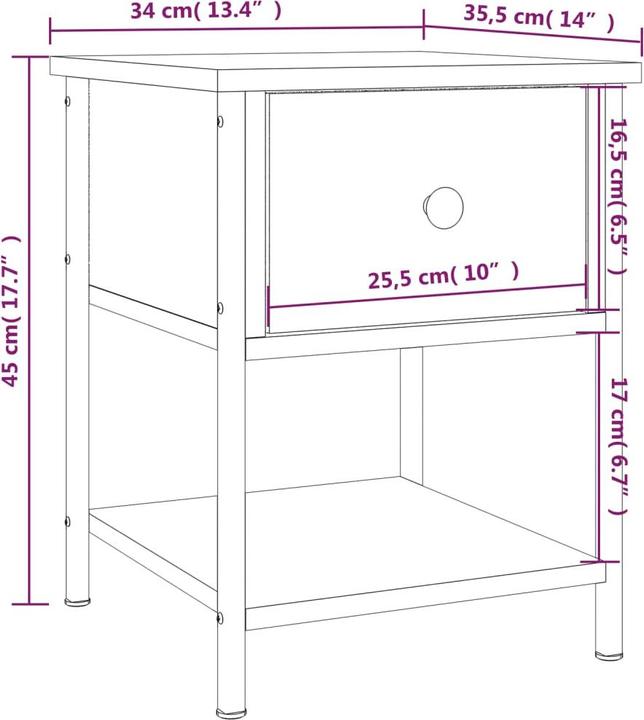 Produktbild vidaXL Nachttisch (35.50 x 35.50 x 45 cm)