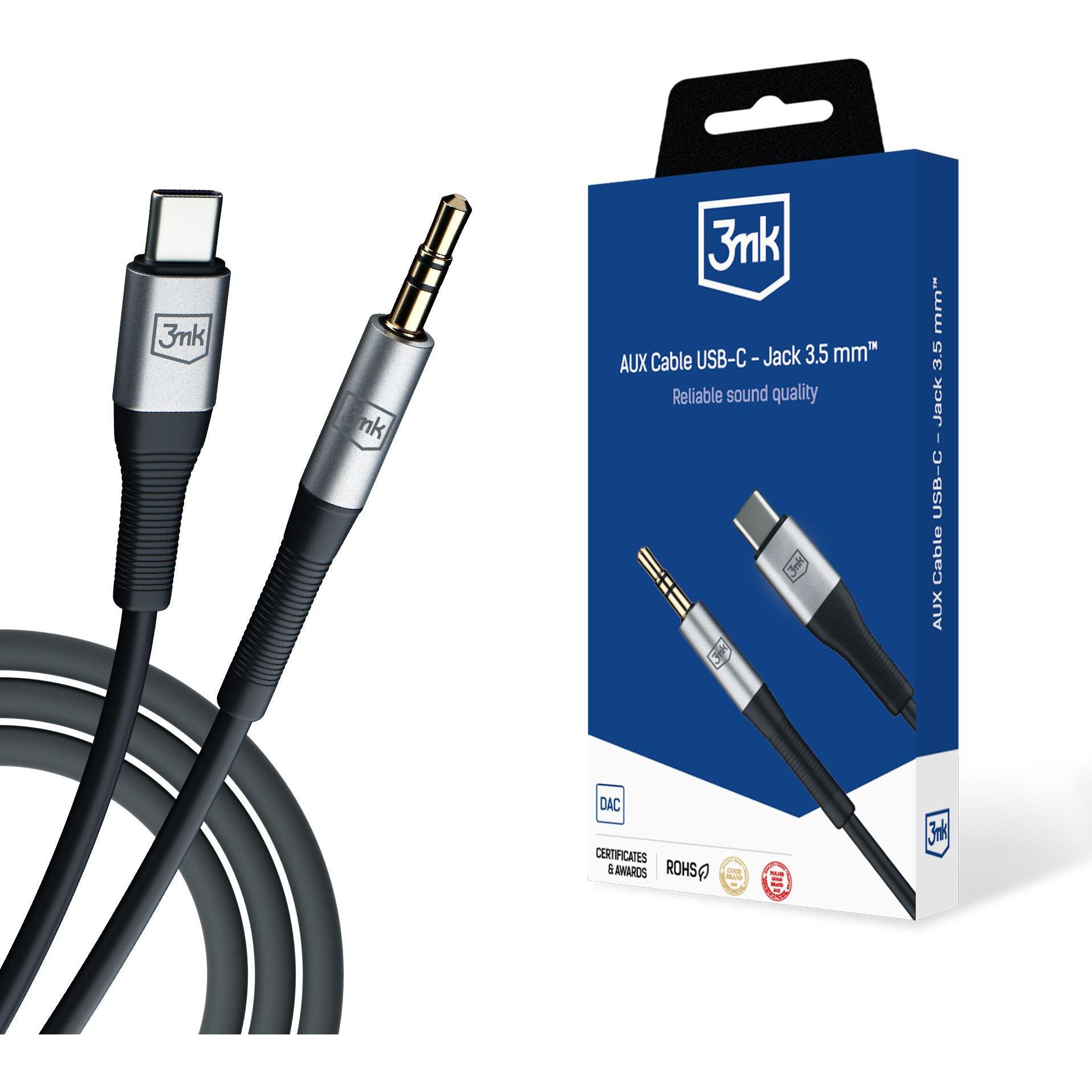 3MK USB C — 3.5mm Klinke (1 m, 3.5mm Klinke (AUX)), Audio Kabel