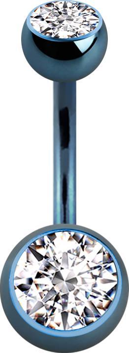 Immagine prodotto Star Piercing Banana azzurra con due sfere di cristallo argento (Acciaio chirurgico 316L, senza ottone)