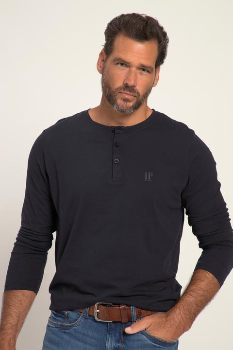 Actual product image JP1880 Henley, Basic, Top, Long-sleeve, Button placket, Up to 8XL (3XL)