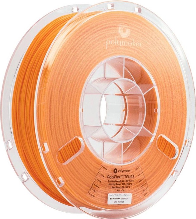 Polymaker PD01006 PolyFlex TPU-95A Filament TPU flexible 1.75 mm 750 g Orange 1 (TPU, 1.75 mm, 750 g, Orange)