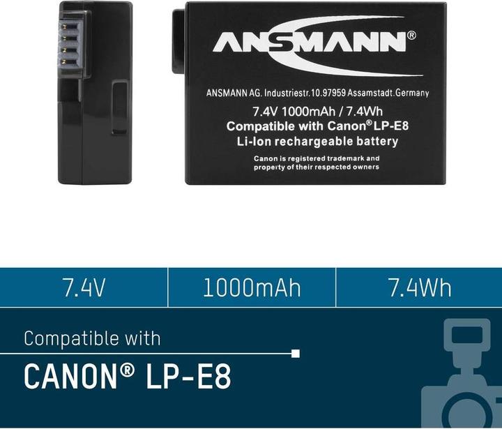 Productafbeelding Ansmann Canon LP-E8 batterij (Batterij van de camera)