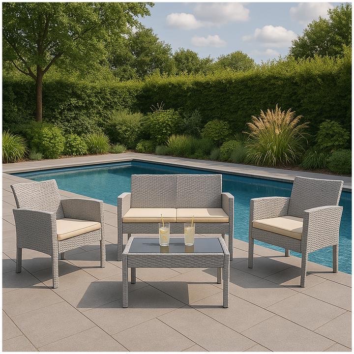 Actual product image HTI-Living Outdoor Möbel 4-teiliges Set Zita Grau-Beige (108 cm)
