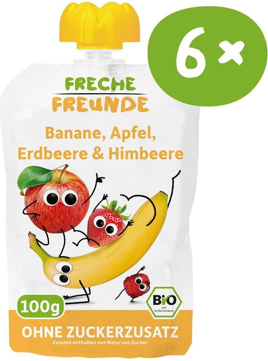 Produktbild Freche Freunde Quetschmus Apfel Banane Erdbeere & Himbeere Btl 100 g (100 g)