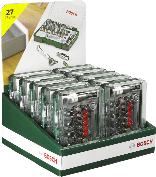Produktbild Bosch Professional Zubehör Schrauberbit- und Ratschen-Set, 27-teilig (S 4/5/6, PZ1/2/3, 8/10/13 mm, HEX 3/4/5/6)