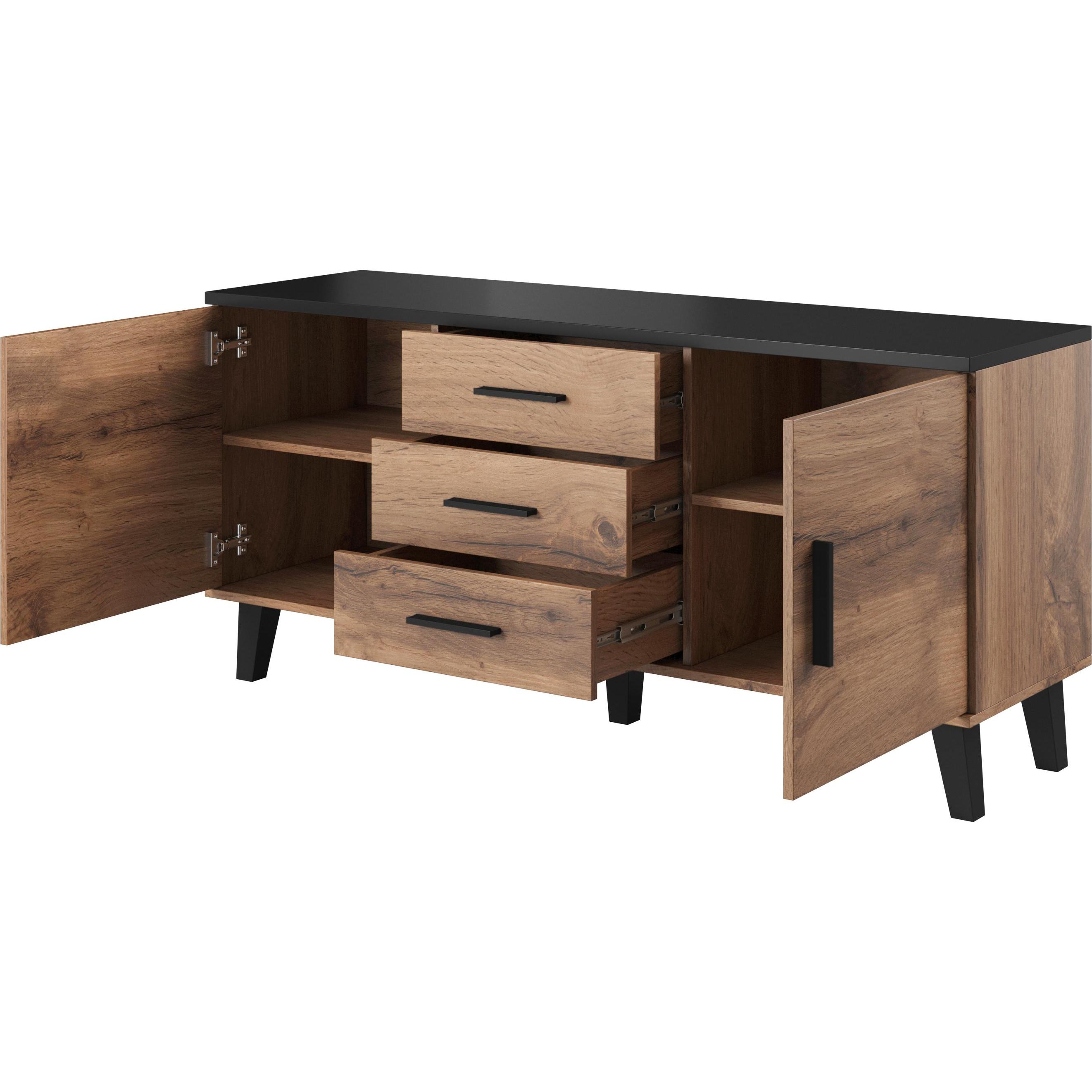 Thumbnail - Cama, Kommode + Sideboard, LOTTA K150 2D3D WOT+B Wohnzimmer-Sideboard 2 Tür(en) (150 x 45 x 69 cm)