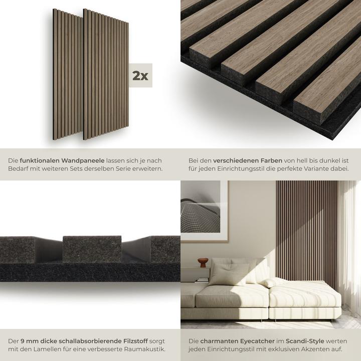 Produktbild tectake 2er Set Akustikpaneele Sonic Wall (60 x 120 cm)