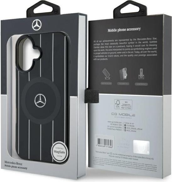 Actual product image Mercedes MEHMP16S23HRSK iPhone 16 6.1" czarny/black hardcase MB Double Layer Crossed Lines MagSaf (Apple iPhone 16)