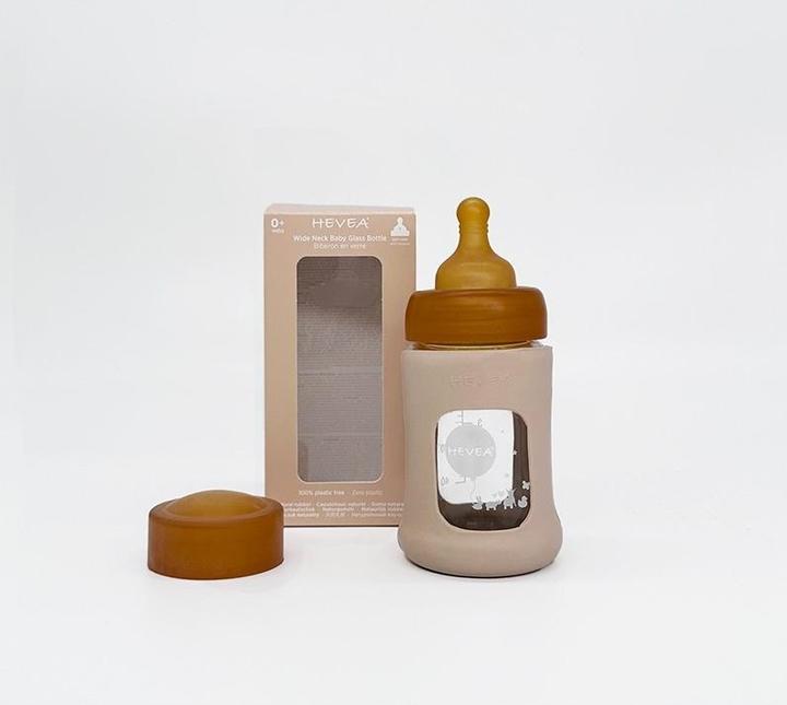 Image du produit Hevea Biberon en verre avec caoutchouc / col large (150 ml) / sable (150 ml)