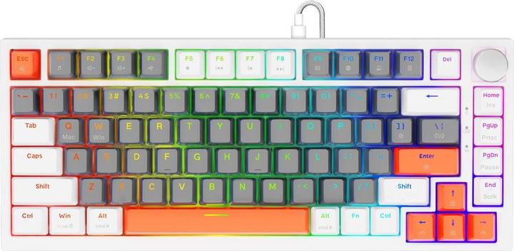 Actual product image Savio ASTRAL WHITE JADE 3 COLOURS Tastatur Gaming USB QWERTY US International (Eng. Int., Cable)