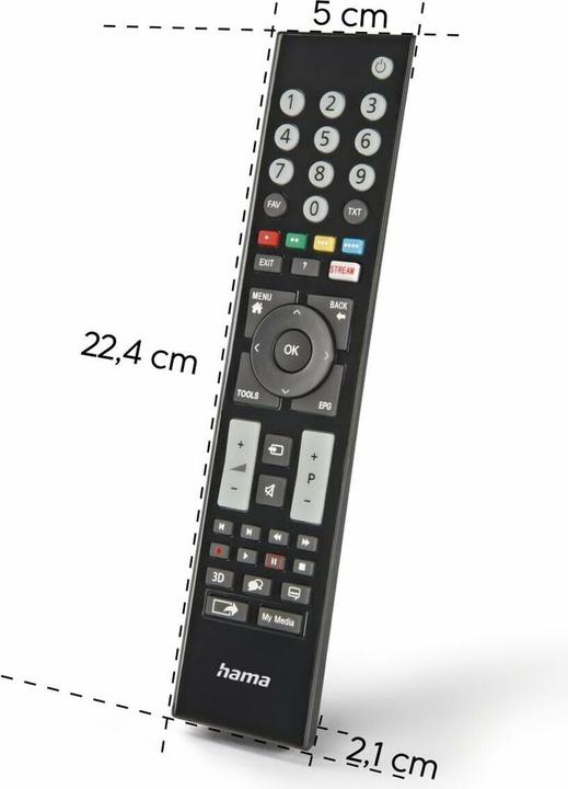 Image du produit Hama Télécommande universelle pour Grundig TVs, IR, apprentissage, touches lumineuses (Télécommande universelle, Infrarouge)