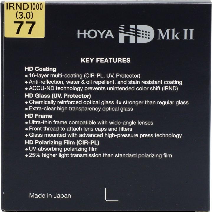Produktbild Hoya Filter HD MkII IRND1000 (3.0) 72mm (72 mm, ND- / Graufilter)