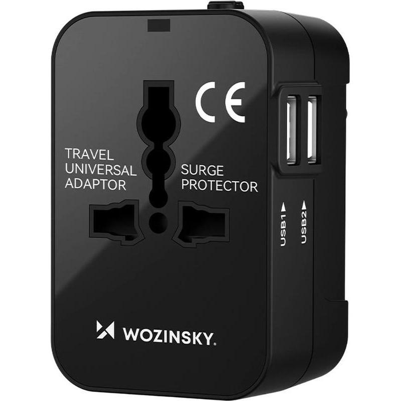 Wozinsky, Reiseadapter, WUTWC Reiseadapter universal 24W EU / US / AUS / UK / 2x USB-A - Schwarz