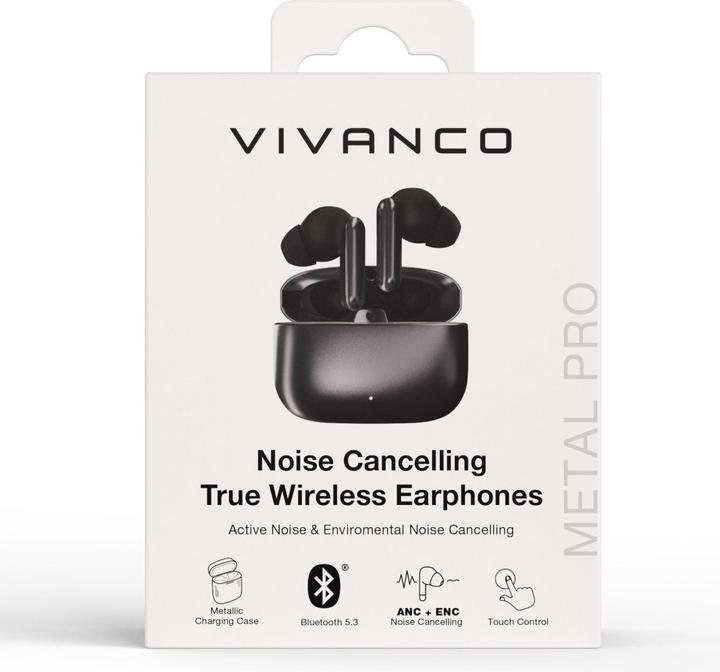 Actual product image Vivanco Noise cancelling TWS Bluetooth headphones, ANC/ENC function, anthracite metallic (5 h, Wireless)