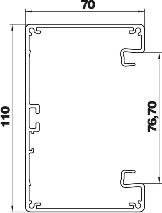 Actual product image OBO Bettermann OBO GA-S70110EL Device installation duct, symmetrical 70x110x2000 aluminium EL (200 cm)