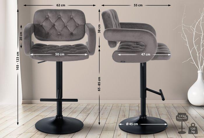 Produktbild Swisshandel24 Barhocker Dublin Samt schwarz, grau