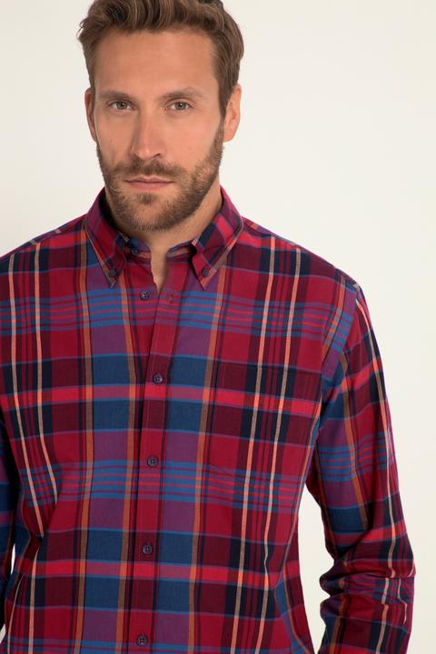 Produktbild JP1880 Karohemd, Langarm, Buttondown-Kragen, Modern Fit (7XL)