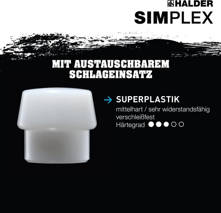 Actual product image Halder Splitting hammer super plastic Simplex Ø 60 mm, hickory handle & malleable cast iron body (4100 g)