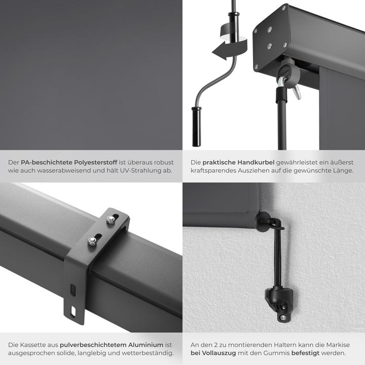 Actual product image tectake Vertical awning Eloise with 2 wall brackets (1.60 m)
